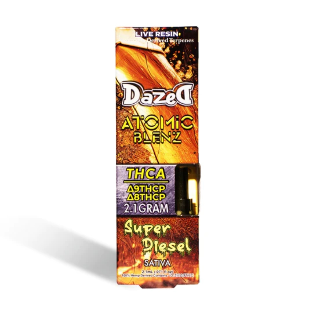 [T-1037-02] DAZED ATOMIC BLENZ THCA/THCP 2.1G CART 5PK a BOX  (Super Diesel)