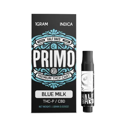 [T-1079-01] HALF BAK'D PRIMO THC-P 1GRAM CART (Blue Milk)