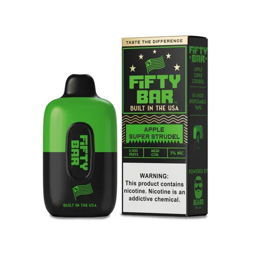 [Q-2000-09] FIFTY BAR 16ML 6500 PUFFS 5PK (Apple Super Strudel)