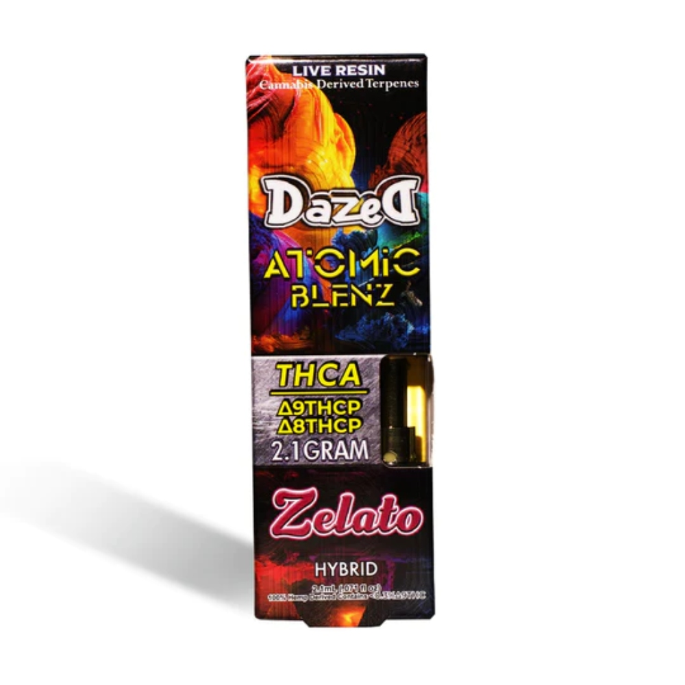 [T-1037-03] DAZED ATOMIC BLENZ THCA/THCP 2.1G CART 5PK a BOX  (Zelato)