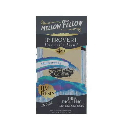 [T-1185-07] MELLOW FELLOW LIVE RESIN 4ML DISPOSABLE 6pk Box (Blueberry OG)