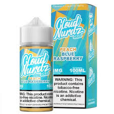 [Q-1626-10] CLOUD NURDZ ICED 100ML (6mg, Peach Blue Raspberry)