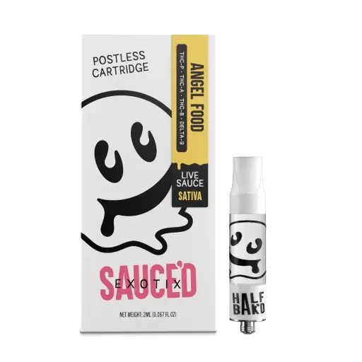 [T-1077-03] HALF BAK'D LIVE RESIN SAUCE'D EXOTIC THC-P 2G CARTRIDGES (Angel Food)