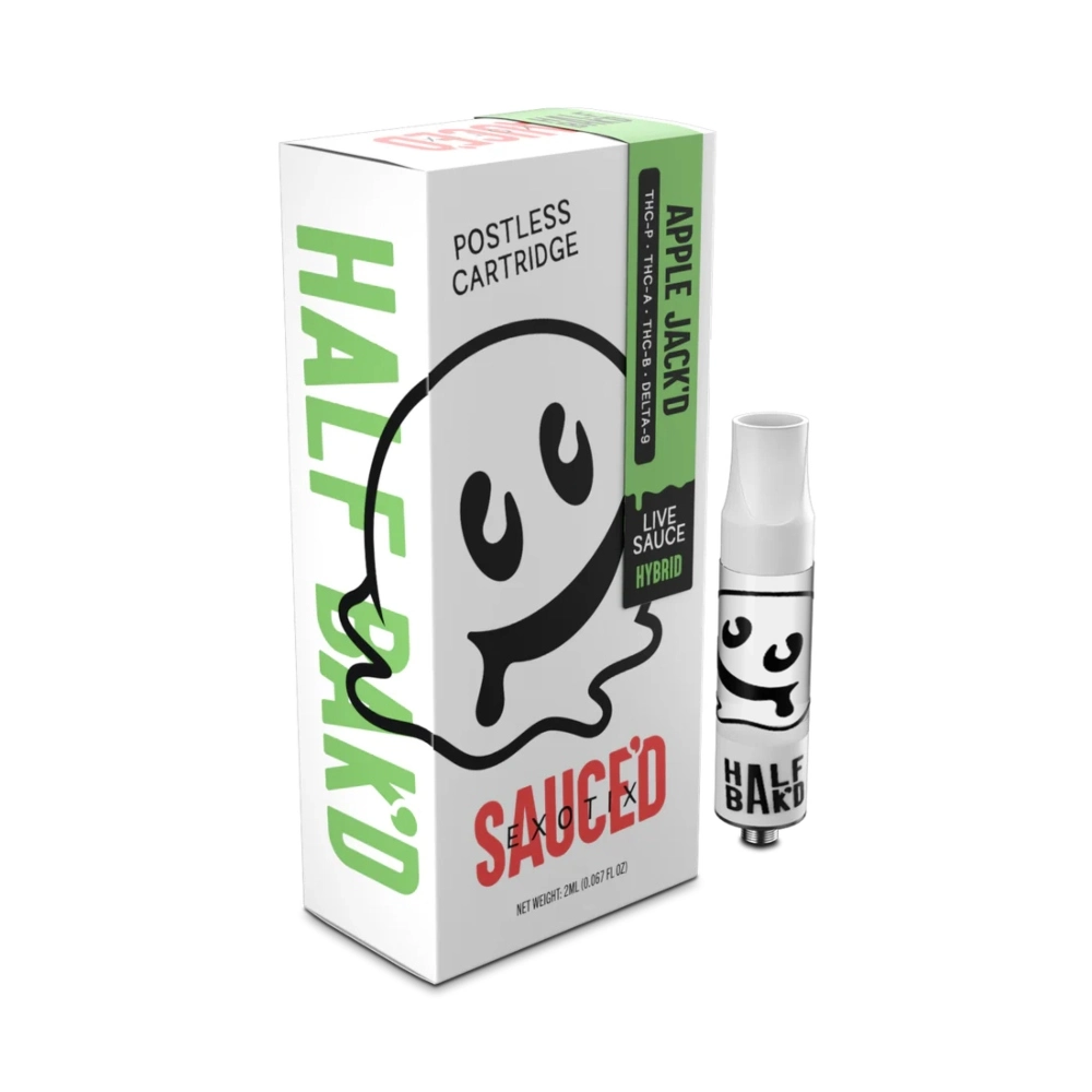 [T-1077-02] HALF BAK'D LIVE RESIN SAUCE'D EXOTIC THC-P 2G CARTRIDGES (Apple Jack'D)