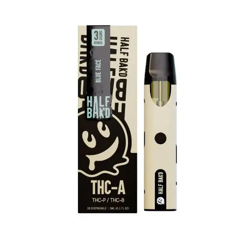 [T-1083-01] HALF BAK'D THC-A 3GRAM DISPOSABLE 5pk Box (Blue Face)