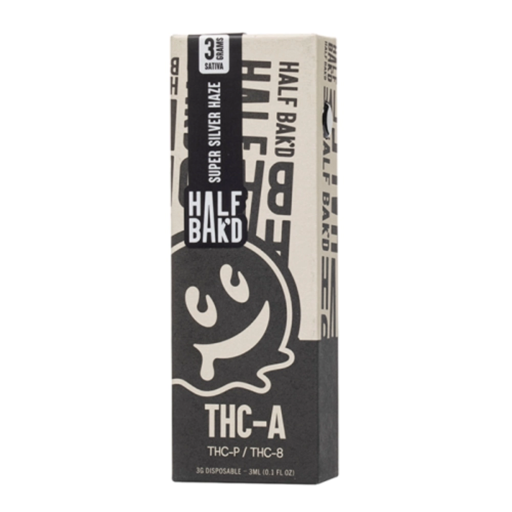 [T-1083-05] HALF BAK'D THC-A 3GRAM DISPOSABLE 1CT (Super Silver Haze)