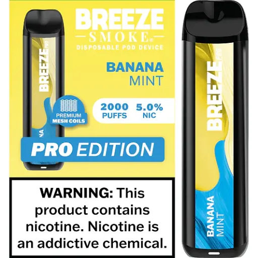 [Q-1513-21] BREEZE PRO 2000 PUFF DISPOSABLE VAPE 10ML (Banana Mint)