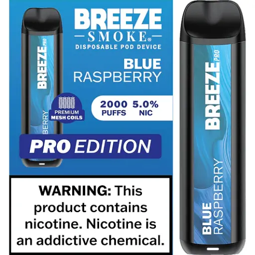 [Q-1513-02] BREEZE PRO 2000 PUFF DISPOSABLE VAPE 10ML (Blue Raspberry)