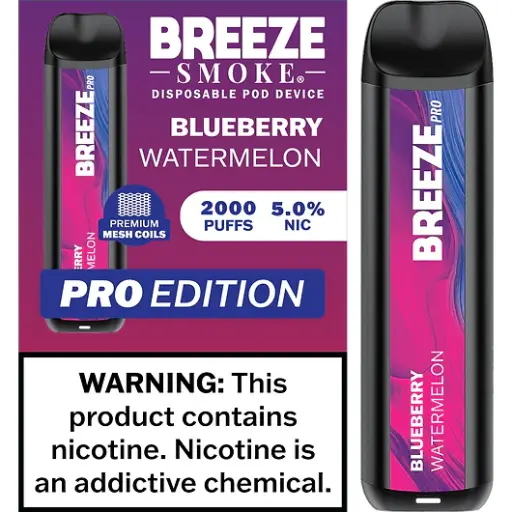 [Q-1513-26] BREEZE PRO 2000 PUFF DISPOSABLE VAPE 10ML (Blueberry Watermelon)