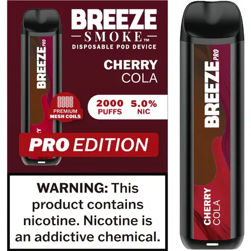 [Q-1513-04] BREEZE PRO 2000 PUFF DISPOSABLE VAPE 10ML (Cherry Cola)