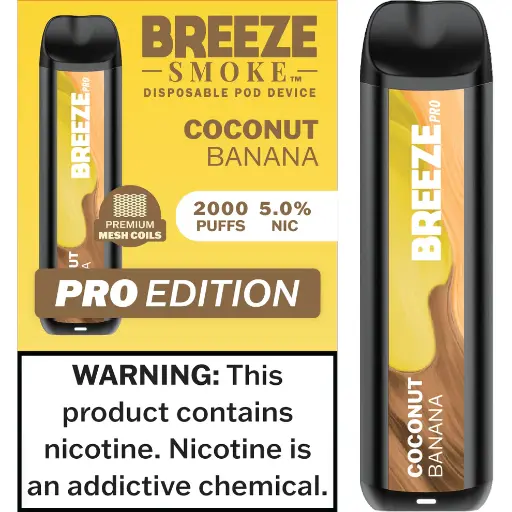 [Q-1513-28] BREEZE PRO 2000 PUFF DISPOSABLE VAPE 10ML (Coconut Banana)