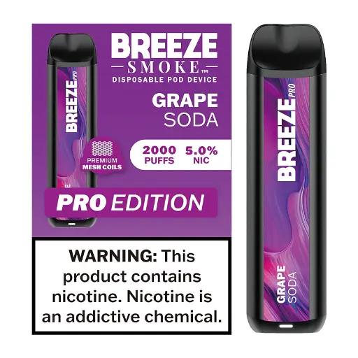 [Q-1513-18] BREEZE PRO 2000 PUFF DISPOSABLE VAPE 10ML (Grape Soda)