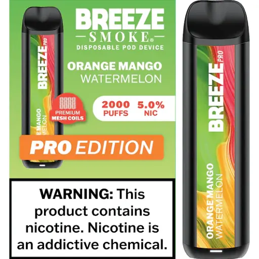 [Q-1513-17] BREEZE PRO 2000 PUFF DISPOSABLE VAPE 10ML (Orange Mango Watermelon)
