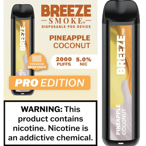 [Q-1513-10] BREEZE PRO 2000 PUFF DISPOSABLE VAPE 10ML (Pineapple Coconut)