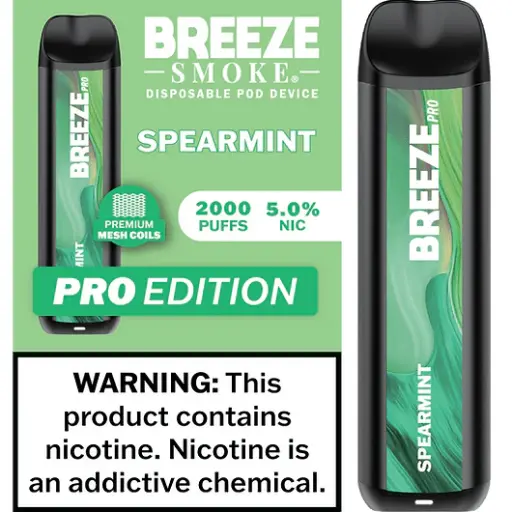 [Q-1513-06] BREEZE PRO 2000 PUFF DISPOSABLE VAPE 10ML (Spearmint)