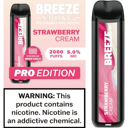 [Q-1513-13] BREEZE PRO 2000 PUFF DISPOSABLE VAPE 10ML (Straw Cream)