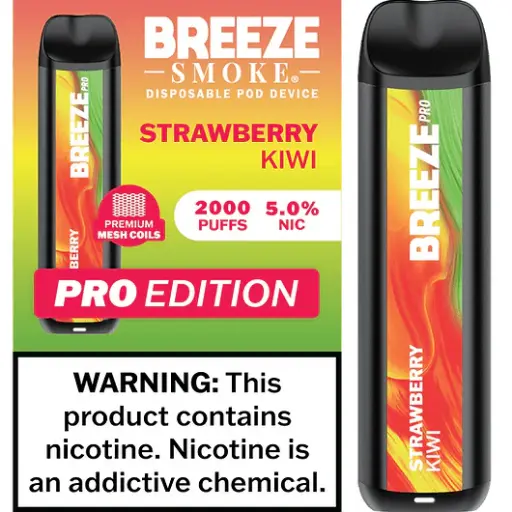 [Q-1513-24] BREEZE PRO 2000 PUFF DISPOSABLE VAPE 10ML (Straw Kiwi)