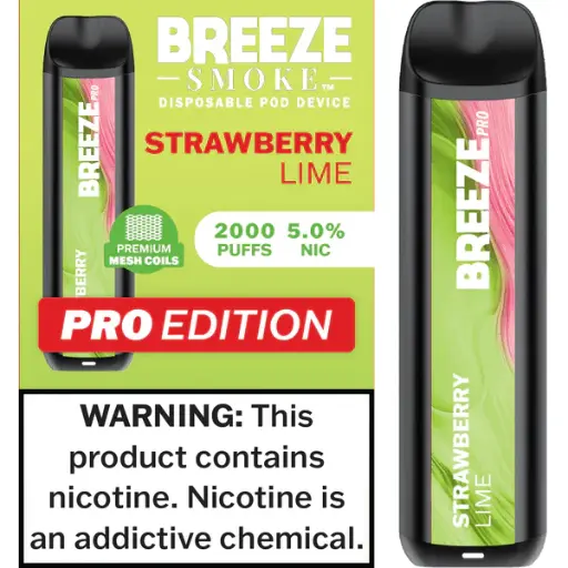 [Q-1513-34] BREEZE PRO 2000 PUFF DISPOSABLE VAPE 10ML (Strawberry Lime)