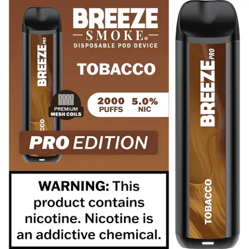 [Q-1513-31] BREEZE PRO 2000 PUFF DISPOSABLE VAPE 10ML (Tobacco)