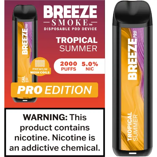 [Q-1513-25] BREEZE PRO 2000 PUFF DISPOSABLE VAPE 10ML (Tropical Summer)