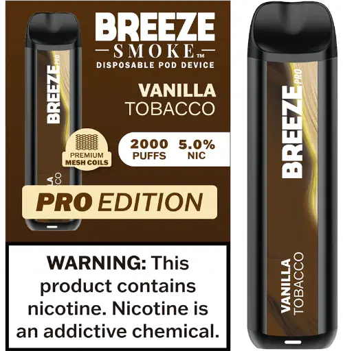 [Q-1513-14] BREEZE PRO 2000 PUFF DISPOSABLE VAPE 10ML (Vanilla Tobacco)