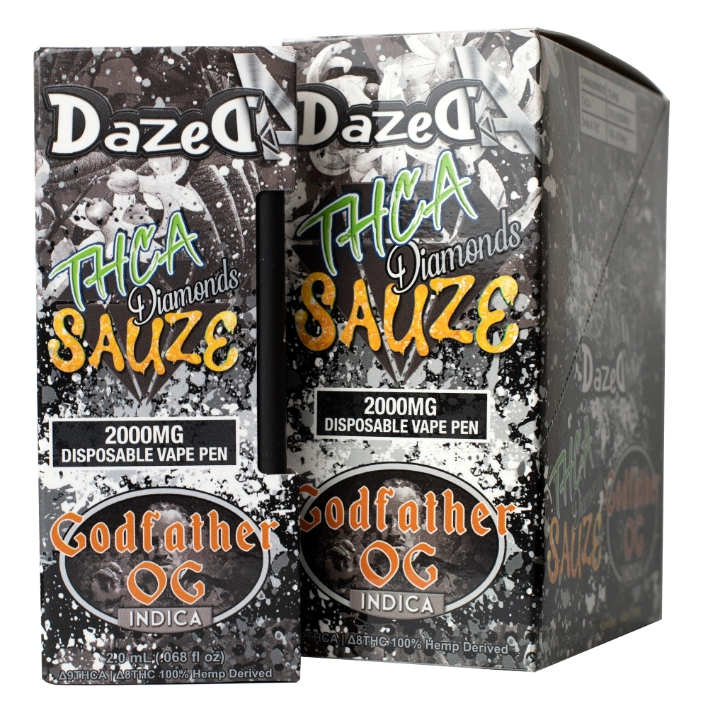 [T-1051-03] DAZEDA THC-A  DISPOSABLE 2G 5PK BOX (Godfather OG)