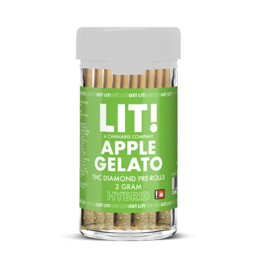 [T-1145-01] LIT THC LIQUID DIAMONDS 2G PRE ROLL 10CT JAR (Apple Gelato Hybrid)