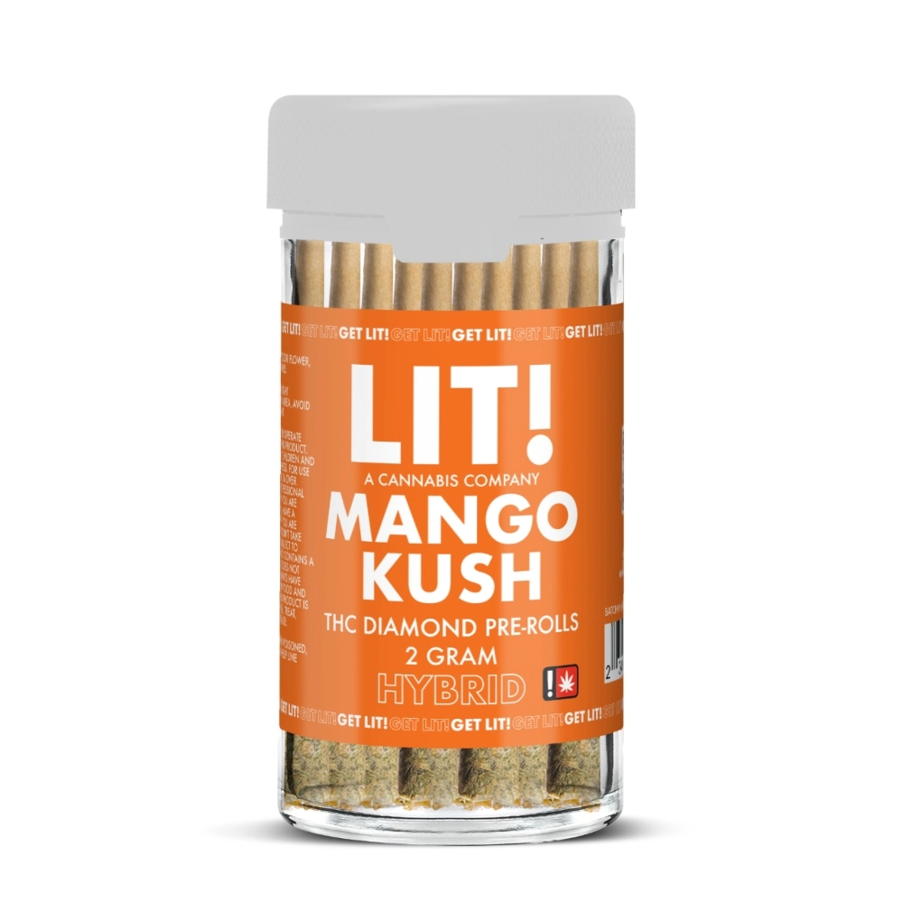 [T-1145-06] LIT THC LIQUID DIAMONDS 2G PRE ROLL 10CT JAR (Mango Kush Hybrid)