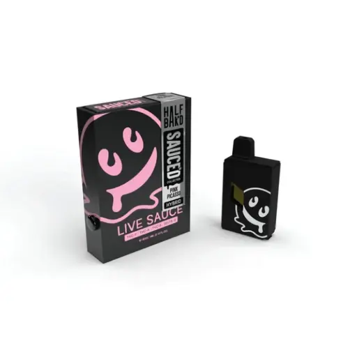 [T-1089-02] HALF BAK’D LIVE RESIN SAUCE’D DISPOSABLE 4G 5pk Box (Pink Picasso Hybrid)