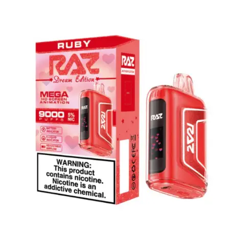 [Q-3209-02] RAZ TN9000 DISPOSABLE VAPE 5PK 12ML (Ruby (Cherry Strawberry Raspberry))