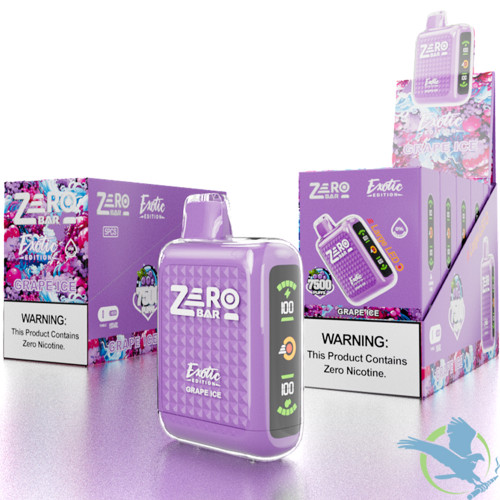 [Q-4198-08] ZERO BAR 13ML 7500 PUFFS ZERO NICOTINE DISPOSABLE (Grape Ice)