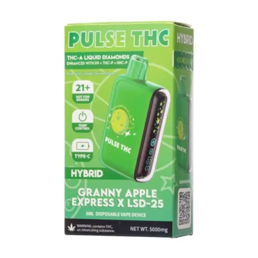 [T-1192-02] PULSE THC 5G THC-A THCP 5pk Box (Granny Apple Express C LSD-25 Hybrid)