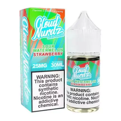 [Q-1628-34] CLOUD NURDZ SALTS ICED 30ML (25MG, Sour Watermelon Strawberry)
