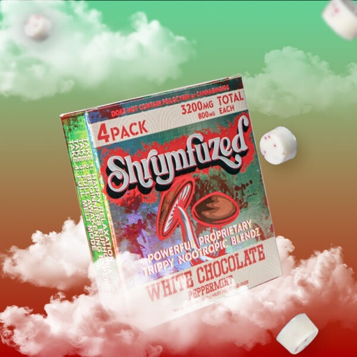 [Q-4355-02] SHRUMFUZED 4PK CHOCOLATES 800MG EACH 10PER BOX (White Chocolate Peppermint)
