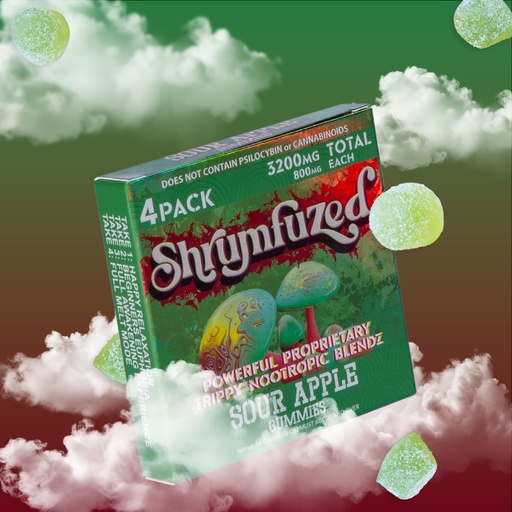 [Q-4356-03] SHRUMFUZED 4PK GUMMIES 800MG EACH 10PER BOX  (Sour Apple)