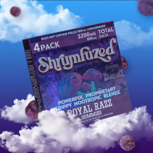 [Q-4356-06] SHRUMFUZED 4PK GUMMIES 800MG EACH 10PER BOX  (Royal Razz)