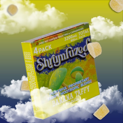 [Q-4356-07] SHRUMFUZED 4PK GUMMIES 800MG EACH 10PER BOX  (Banana Taffy)