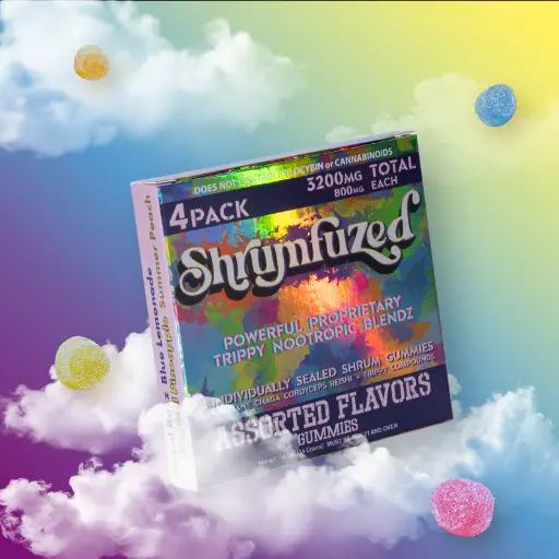 [Q-4356-09] SHRUMFUZED 4PK GUMMIES 800MG EACH 10PER BOX  (Assorted Flavors)