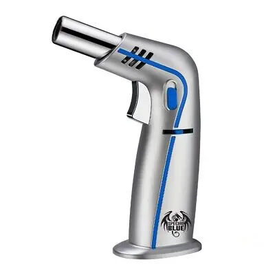 [Q-3619] SPECIAL BLUE ZION ADJUSTABLE FLAME BUTANE TORCH LIGHTER (Silver)