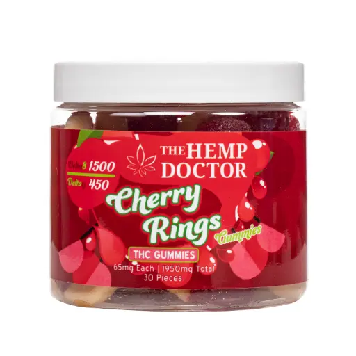 [Q-4253-01] HEMP DOCTOR 1950mg 30ct Gummy Jar DELTA-8 DELTA-9 (Cherry Rings)