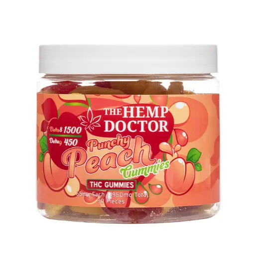 [Q-4253-03] HEMP DOCTOR 1950mg 30ct Gummy Jar DELTA-8 DELTA-9 (Peach Rings)