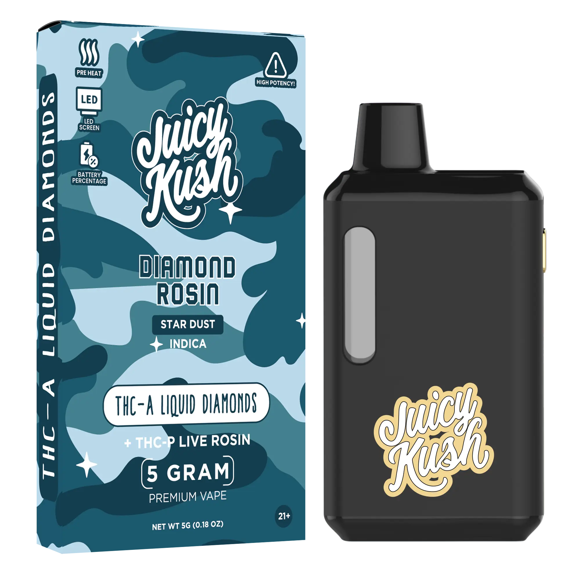 [Q-4259-04] Juicy Kush 5g Disposable THC-A 5PK a Box (Star Dust)