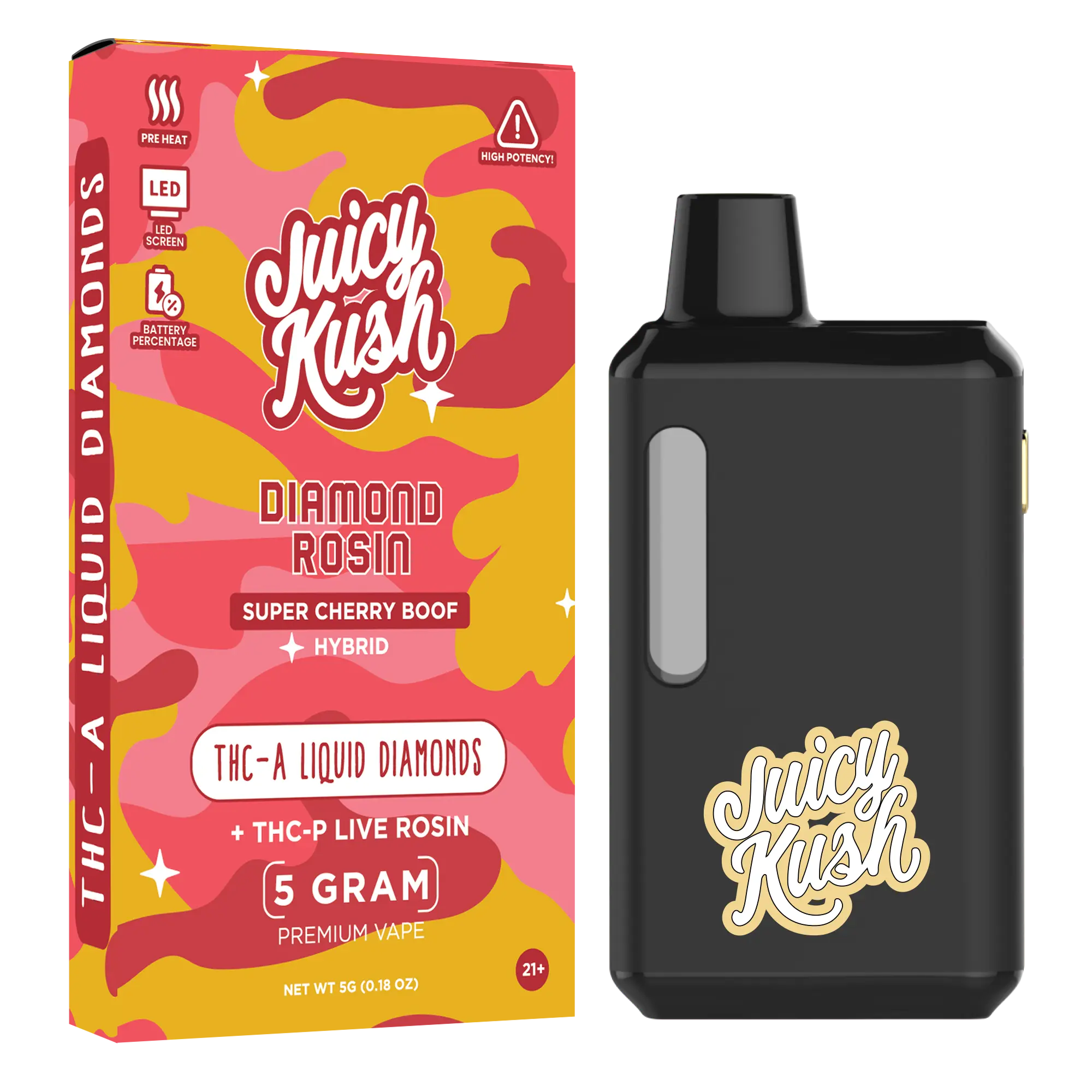 [Q-4259-05] Juicy Kush 5g Disposable THC-A 5PK a Box (Super Cherry Boof)