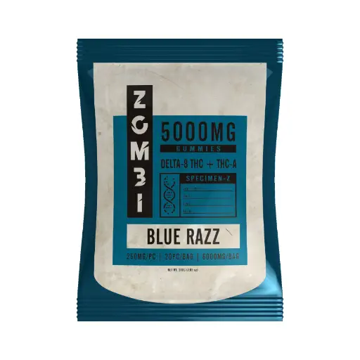 [Q-4265-01] ZOMBI 5000mg Gummies DELTA-8 THC-A (Blue Razz)