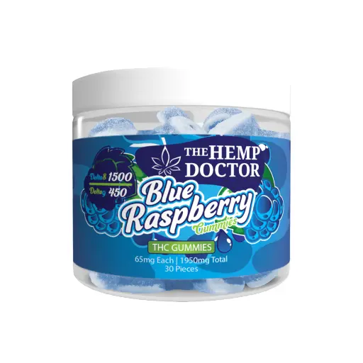 [Q-4253-04] HEMP DOCTOR 1950mg 30ct Gummy Jar DELTA-8 DELTA-9 (BLUE RAZZ RINGS)