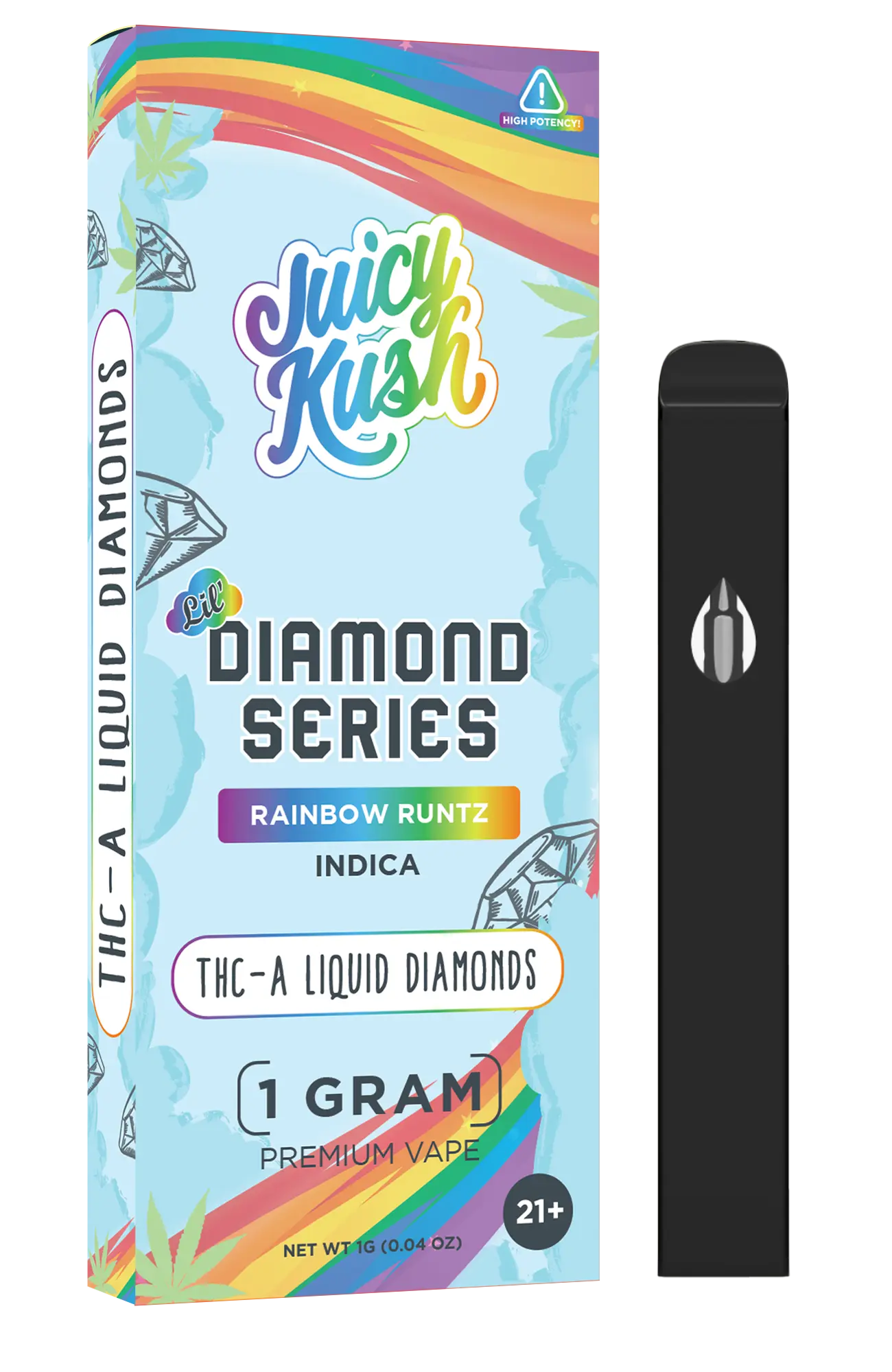 [Q-4257-01] JUICY KUSH 1G Disposable THC-A 5PK a Box (Rainbow Runtz)