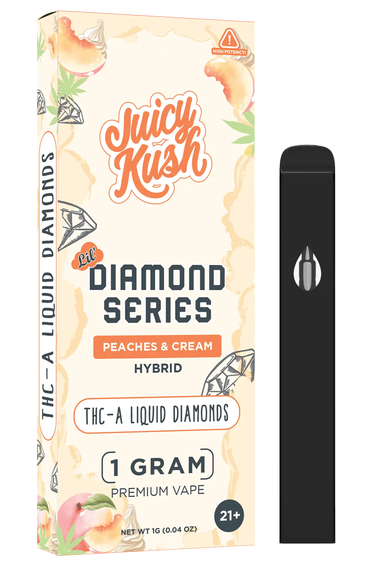 [Q-4257-05] JUICY KUSH 1G Disposable THC-A 5PK a Box (Peaches & Cream)