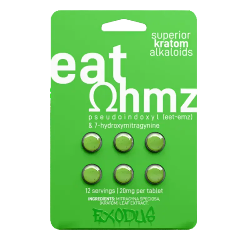 [Q-1784-01] EAT OHMZ (7-HYDROXYMITRAGYNINE) KRATOM Capsules  (Lime Green 6CT 120MG 6PK)