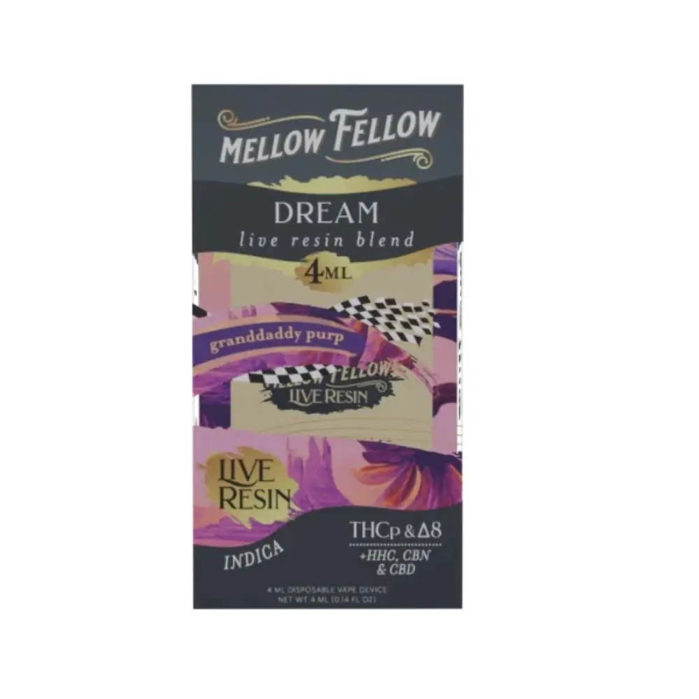 [Q-4324-01] Mellow Fellow 4ML Disposable Live Resin  6PK a Box (Granddaddy Purp)