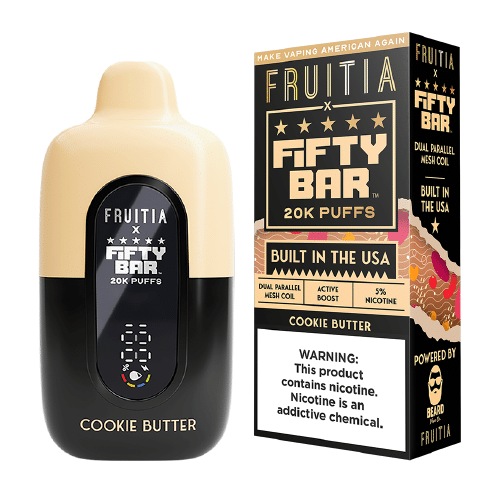 [Q-4466-04] Fifty Bar FRUITIA 20K Puffs 5pk (Cookie Butter)